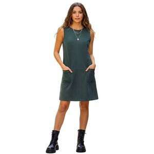FOREVER 21 Dress Medium Green Faux Suede Autumn  Fall Preppy Y2k Dark Academia
